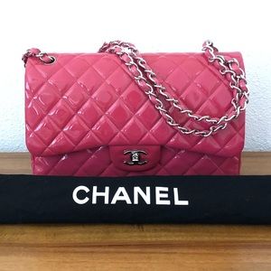 CHANEL Classic Quilted Double Flap in Patent Pink
